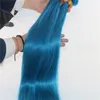 Human Hair Extensions niebo niebieskie włosy ludzkie tknie brazylijskie proste dziewicze włosy 100Grampace Quality1229268