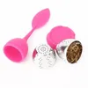 8 Colors New Silicone Stainless Steel Cute Leaf Tea Strainer Herbal Spice Tea Infuser Filter leakage HHB1712