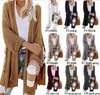 Kadınlar Kış Hırka Moda Cashmere Katı Örme Triko Uzun Kollu Örgü Hırka Açık Ön Büyük Ova Outwear Coat LSK1312 Cepler