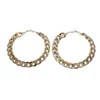 Hoop Huggie Moflo Europe Style 80mm Large Circle Chain Link Statement Earring Punk Cuba Earrings1273b