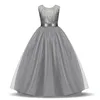 Zarif Çiçek Kız Elbise Genç Beyaz Resmi Balo Kıyafeti Düğün Çocuklar Kızlar için Uzun Elbiseler Çocuk Giyim Yeni Tutu Prenses T200915