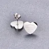 Martick Gold- 여자를위한 Martick Gold-Color Heart Stud Earrings 영어 편지와 함께 로즈 골드 컬러 하트 귀여