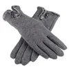 Fingerless Gloves Female Autumn Winter Non-Inverted Velvet Cashmere Full Finger Warm Lace Women Cotton Touch Screen G821