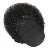 Perulu İnsan Saç At kuyruğu Afro Kinky Kıvırcık Bakire Saç Brazlian 100g 1 Parça Malezya Remy Pony Tails