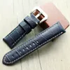 24mm 26mm Men Watches Band Dark Blue Crocodile äkta läder Watchband Men's Watch Strap For Pam 44mm 47mm Dial Armband Desinger Fashion