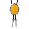 Cravatte Western Cowboy BOLO TIE Collare in pelle con pietra agata naturale Corda Ladies Show Accessori per costumi Banchetto di compleanno244m