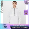 Bershka uomo 2020 autunno bianco mezza cerniera sottile giacca con cappuccio da uomo alla moda 06350552250