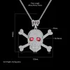 Jinse Full Afinestone Punk Red Cz Stone Skeleton Skulet Pendants Ожерелья для мужчин Золотый цвет хип -хоп -ювелирные изделия Подарочная веревка цепь12510513