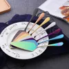 Pelle à gâteau colorée en acier inoxydable avec bord dentelé Serveur Lame Cutter Tarte Pelle à pizza Gâteau Spatule Outils de cuisson RRA3568