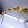 Wall Mounted Brass Basin Faucet Single Handle Mixer Tap Hot Cold Bathroom Water Wholesale Bath MaBlack White Brush Gold Set