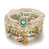 Maus olho encantos pulseiras design de moda fátima hamsa pulseira pulseira para mulheres multicamadas trançadas homens artesanais miçangas jóias pulseras