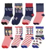 Trump Strocking Président MAGA Trump Letters Chaussettes de sport Drapeau américain Chaussettes décontractées à rayures Chaussette en coton à talons hauts personnalisée LSK1119