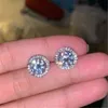 Vecalon New Arrival Best Friends Gold Plated Earings Big Diamond for Women White Zircon Earrings