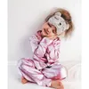 子供の赤ちゃんの子供の女の子サテンソリッドカラーパジャマセットランガームバットタウンカラーボタンDecro Sleep Suit5404425