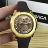 Men's automatic watch 41mm three needle 316 fine steel hollow mechanical movement super luminous rubber watchband designer watch