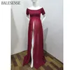 Maternity Photography Props Split Front Pregnancy Dress For Photo Shoot Shoulderless Pregnant Women Dresses Maxi Maternity Gown