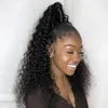 Trekkoord Bladerdeeg Lange Kinky Afro Krullend Paardenstaart 100 Menselijke Afro-Amerikaanse Haarverlenging Paardenstaart Clip in Haarstuk 160G