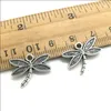 100 stcs Lot Dragonfly Alloy Charms Hangers Retro -sieraden maken DIY Keychain oude zilveren hanger voor armband oorbellen 14x18M6038054