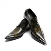 Business Nightclub Party Mannen Schoenen Echt leer Big Size Oxfords Schoenen Puntschoen Snake Skin Lace Up Shoes