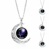 12 constell time Gem pendentif Collier Silver Moon verre cabochon Colliers pour femmes enfants mode bijoux volonté et cadeau de sable