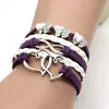 Infinity Double Heart charm Bracelet Weave Leather Wrap Bracelets multilayer women fashion jewelry will and sandy