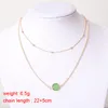 Halsband smycken guld ädelsten rund pendlar dubbel lager chocker halsband rosa vit grön helande kristaller halsband för kvinnor tjejer