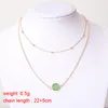 Necklace Jewelry Gold Gemstone Round Pendants Double layer Chocker Necklace Pink White Green Healing Crystals Necklace for Women Girls