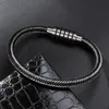 New Fashion Jewelry Charm Bracelet Men Glamour Titanium Wire Stainless Steel Bracelets For Women High End Design Black Wristband8441806