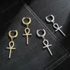 Fashion Gold Plated Bling CZ Prong Setting Cross Earrings for Girls Women Hip Hop Jewlery Nice Gift for Friend