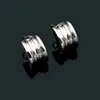 Europe America Style Lady Women Titanium Steel Graved B Initials Spiral Springs C-Shape Stud Earrings 2 Color209V