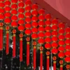 100 stks / partij 3 cm Kleine Flocking Red Lanterns Bruiloft Decor Gift DIY Craft Leuke Chinese Plastic Lantaarns Nieuwjaar Decor