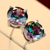 925 Silver Diamond Earrings Rainbow Crystal Stud arock Women Women Ear Rings Mashion Modelry Gift and Sandy New