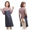 Tabliers de cuisine en Denim Long, uniforme antisalissure unisexe pour adultes, cuisson à domicile, nettoyage 2724