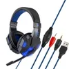 Fones de ouvido estéreo com fio Gaming Headset PS4 3,5 milímetros USB com Mic LED com cancelamento de ruído para Gamer PC Portátil