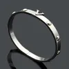 Europe America Fashion New Style Lady Women Titanium steel Engraved V Initials Rivets Bangle Bracelet 3 Color