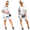 Women Sets Summer Tracksuits Leisure Wear T-Shirts+Shorts Suit Two Piece Set Club Party Sportswear Street 2 Pcs Outfits GL7301 Y0506