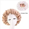 Mode Double Couche Satin Bonnet Caps Bonnet De Douche Chapeau Dame Femmes Réglable Tête Couverture Sommeil Chapeaux Coiffure Bonnet pour De Beaux Cheveux