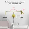 플러그를 가진 Topoch Swing Arm Wall Lights 코드 램프 EU/미국 산업 스포트 라이트 거실 침실 스위치 온 오프 따뜻한 흰색 3000k 독서 비품