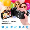 Andoer 4K Ultra HD Handheld DV 30Inch IPS Digital Video Camera CMOS Sensor -videokamera med 045x vidvinkellins med mikrofon18456739