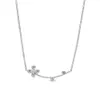 NUOVO 100% argento sterling 925 collana fiore a quattro petali zircone colorato arcobaleno ciondolo catena clavicola per regalo donna 397956CZ