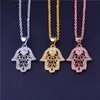 Juya New Design Trendy Goldrose Gold Hamsa ręka Naszyjnik wiszący Fatima dla kobiet mężczyzn mody Turecka biżuteria w całości 7632246