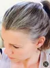 Diva Hairpiece Ponytail Virgin Remy Hair Clip på förlängning Långt hår Slät Bekvämt 14 "Ombré Silver Grey