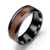 Vintage Stainless Steel Couple Rings for Women Imitation Wood Rings Width 8mm Simple Boho Wedding Rings for Women Jewelry8805118