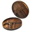 Round Shape Wood Rolling Tray Diameter 218 MM Tobacco Rolling Machine Smoking Pipe Grinder Tray Wooden Roll Tray Cigarette Maker