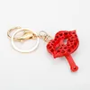 2021 Fashion Sexy Rose Red Lip Crystal Cigarette Keychain Charm Pendant Rhinestone Car Purse HandBag Key Chain Ring Creative Gift1