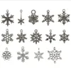 Série de Noël Vintage Xmas Snowflake Boucles d'oreilles Conclusions Charms Mixed 70pcs Antique Silver Décoration Pendentif Bijoux Accessoires En Vente