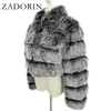 ZADORIN 2020 mode haut court faux renard grande taille col rabattu manteau d'hiver femmes moelleux fourrure veste T200915