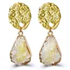 2021 Ins Fashion Gold Hammered Stud Earring for Women Girls Waterdrop Drusy Dangle Earring Druzy Earrings Jewelry