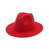 Szeroki Brim Proste Top Hat Panama Solid Color Fild Fedoras Hat dla mężczyzn Kobiety Sztuczna Wełna Mieszanka Jazz Cap