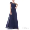 Elegante Avondjurken Nieuwe Gratis Verzending Zwart Kant Open Back Ruched Bust Cap Mouw Lange Chiffon Robe de Soiree